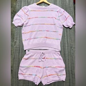 Fantastic Fawn Lilac Rainbow Stitch Pajama Set